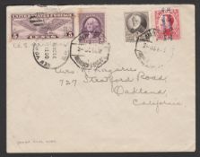 AIR MAIL / SPAIN / U.S.A. 1932 Cover to California franked by Spain 1931 5c and 25c to pay the s...