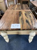 NEW - Solid mahogany legs with railway sleeper top Large Hardwood Table With Painted Legs 40X80”