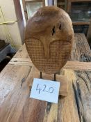 NEW - Hand Carved Wood Sculpture Of A Face 23” Height