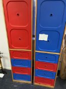 Pair of Pine and Plastic Storage Tub Cabinets 69"""" H x 18"""" W