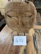 NEW -Hand Carved Wood Face Sculpture 22” Height