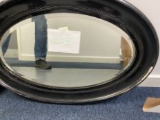 Oval Ebonised Mirror A/F, 34" x 23"