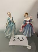 2 x ladies porcelain figurines