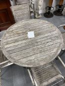 Wood and Metal Garden Table and 6 Chairs. 40"""" Diameter