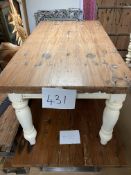 NEW - Solid Mahogony Hardwood Table Top And Painted Legs 63X36”