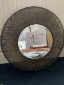 Circular Pierced Metal Frame Modern Mirror 29” Circumference