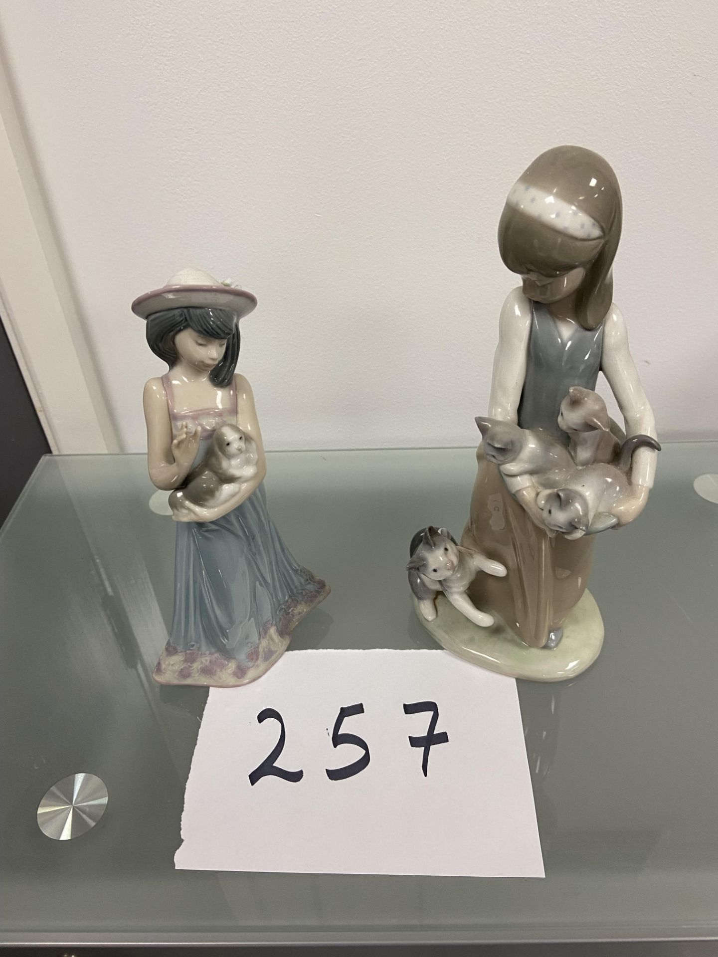 2 Lladro Figures - A girl with Kittens and A Girl with a Dog