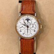 Baume & Mercier / Vintage Chronograph Moonphase - Gentlemen's Steel Wrist Watch
