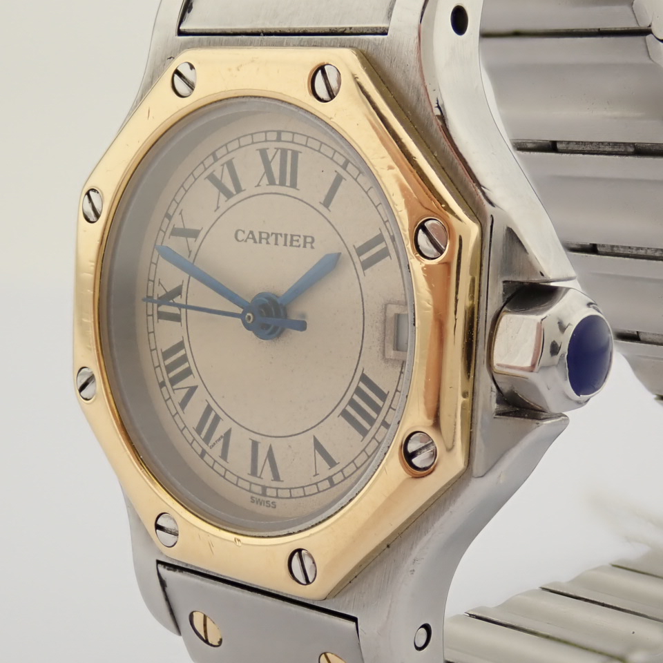 Cartier / Santos Octagon Date - Quartz - Lady's Gold/Steel Wrist Watch - Image 8 of 14