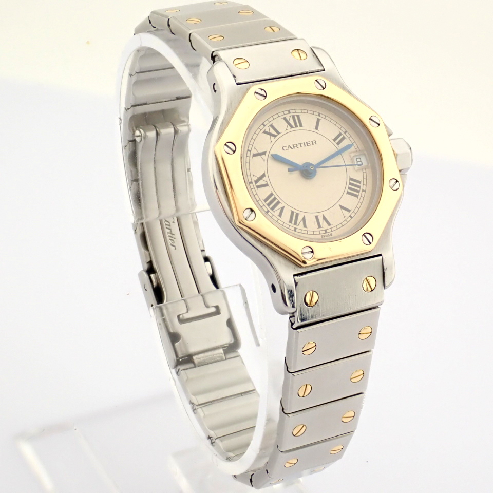 Cartier / Santos Octagon Date - Quartz - Lady's Gold/Steel Wrist Watch - Image 5 of 14