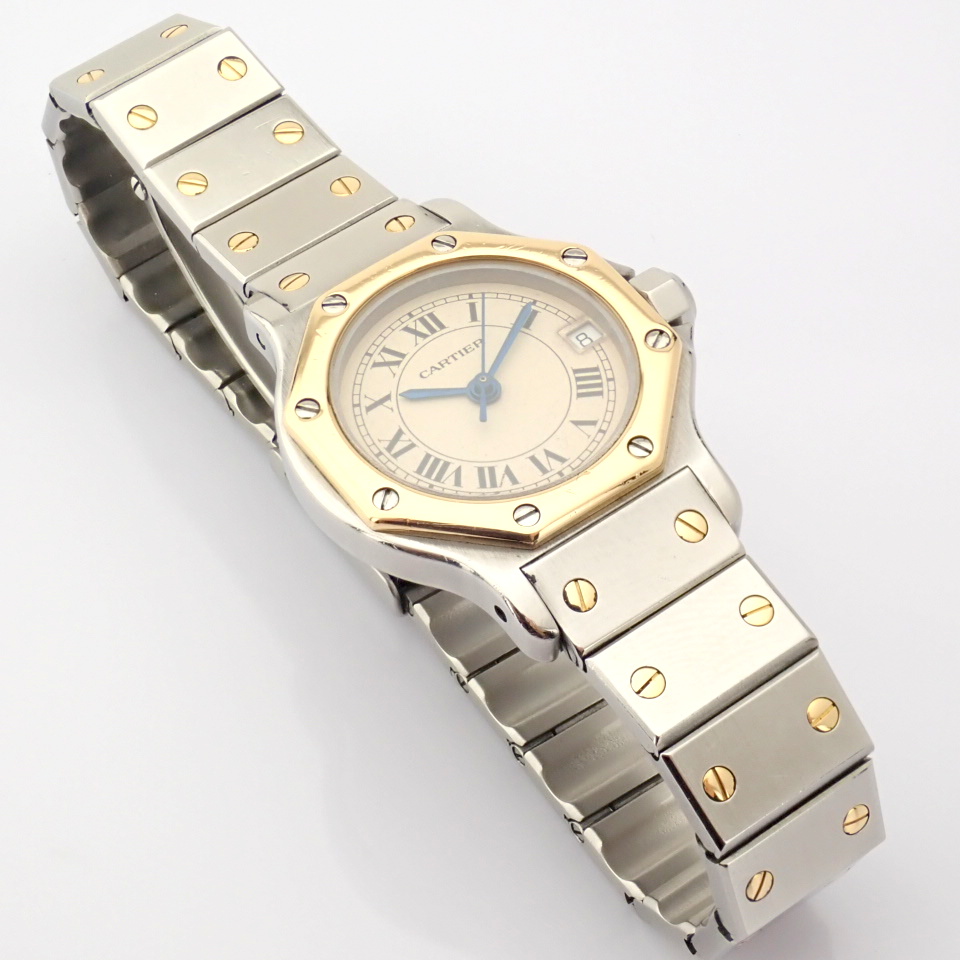 Cartier / Santos Octagon Date - Quartz - Lady's Gold/Steel Wrist Watch - Image 12 of 14