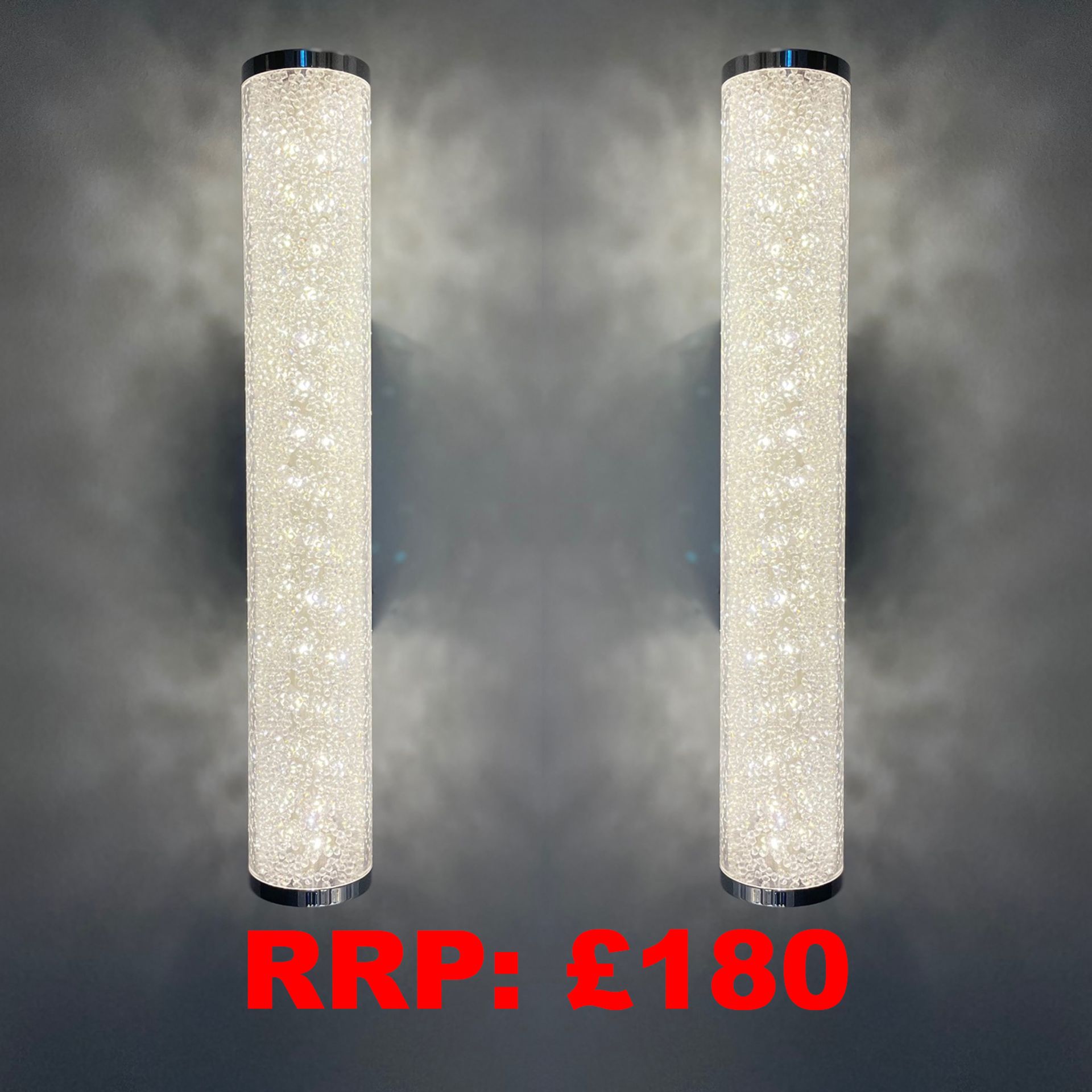 Pack of 2 Modern Crushed Crystal LED Bathroom Mirror Light Wall Light IP44 Cool White