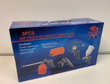 BRAND NEW BOXED PROGEN 5 PIECE AIR TOOLS KIT GRAVITY SPRAY GUN SET.