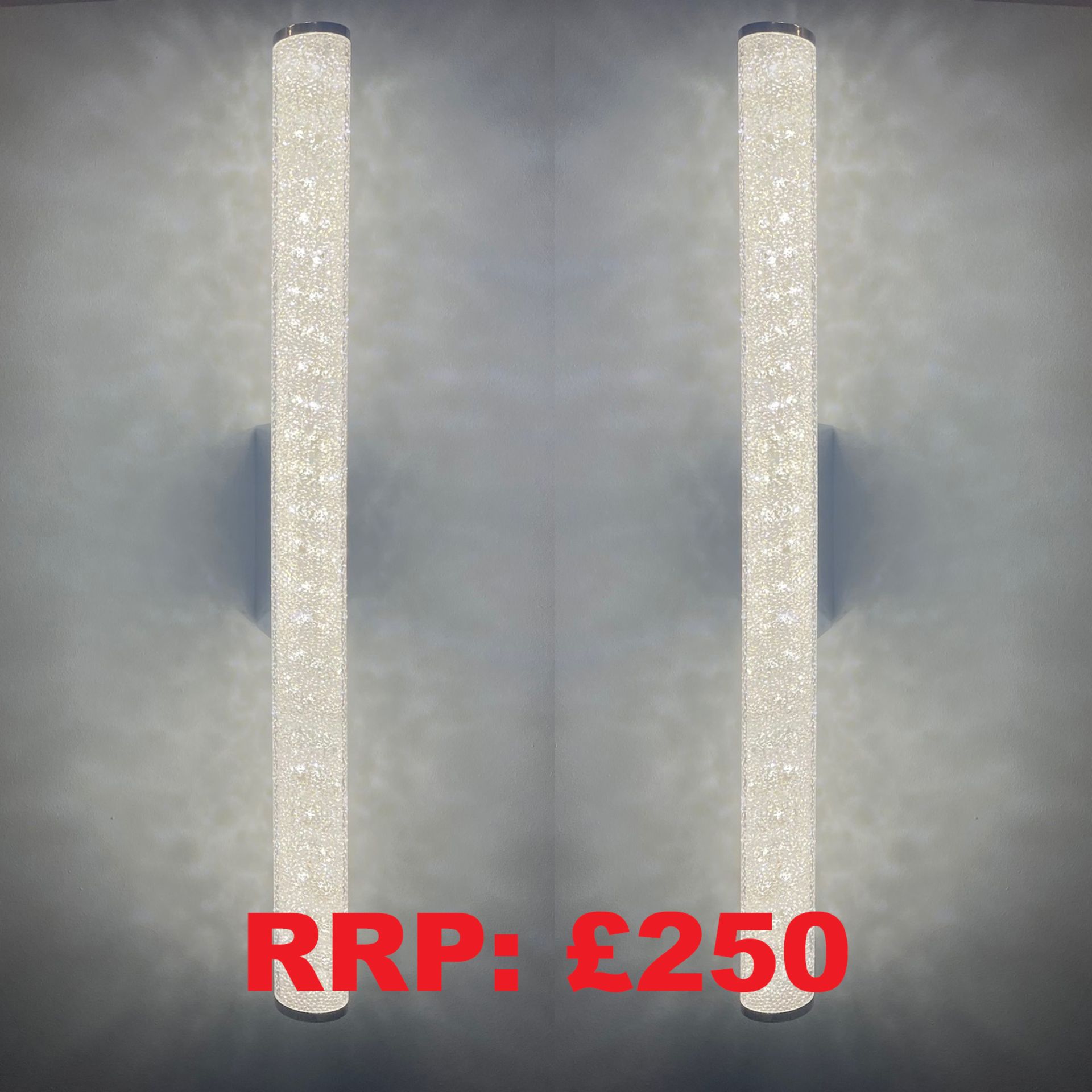 Pack of 2 Large Modern Crushed Crystal LED Bathroom Mirror Light Ceiling Light IP44 Cool White