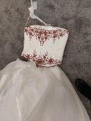Wedding dress size 10 to 12. Two pieces ivory and burgundy
