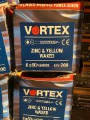 2 x Boxes Vortex Zinc & Yellow Waxed Screws 6 x 60