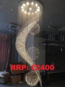 Large Modern Spiral Ceiling Light, Polished Chrome Hanging Pendant, 13 Lights RRP: £2400