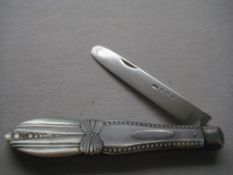 Victorian Carved Silver Bladed Fruit Knife