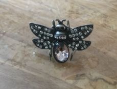 Vintage Ornate bug ring with stone embellishments