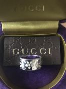 Gucci Icon Blossom Enamel Fine Ring in 18ct White Gold 9mm Size 16 approx UK M/N