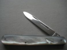 Edwardian Mother of Pearl Hafted Silver Fruit Knife