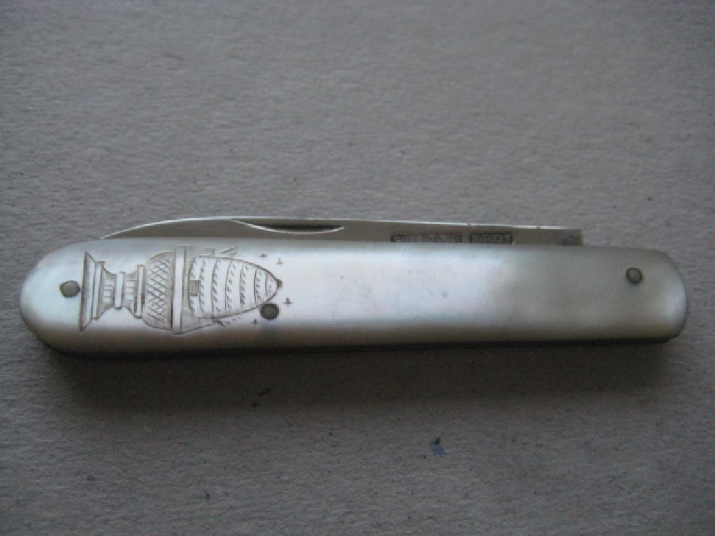 Rare William IV Beehive Engraved Silver-Plated Fruit Knife - Image 3 of 7