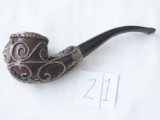 Rare, vintage East German briar pipe smothered in silvered wire work