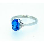 Certified 2.00ct Blue Clean VS Untreated Sapphire & Diamonds Ring