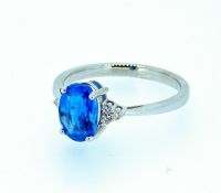 Certified 2.00ct Blue Clean VS Untreated Sapphire & Diamonds Ring