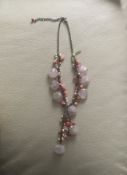 Butler & Wilson Rose quartz, Pearl and coral bead Necklace