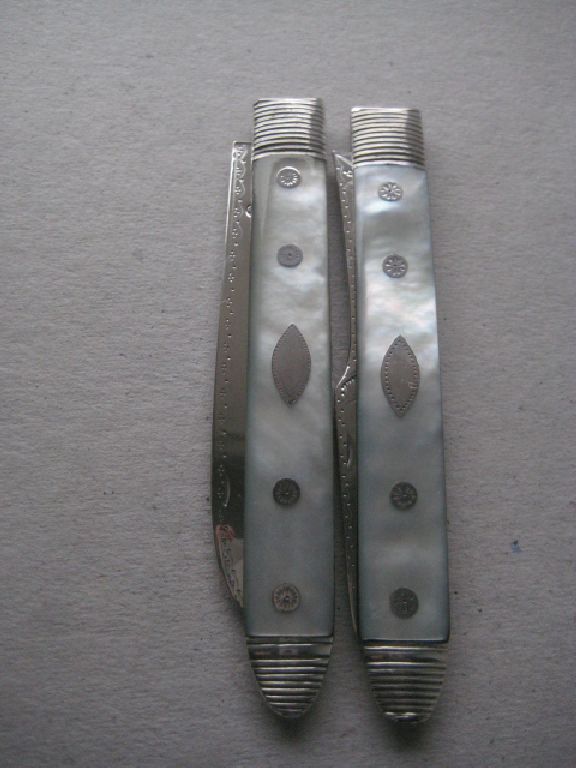 Rare Large George III Mother of Pearl Hafted Matching Silver Bladed Folding Fruit Knife & Fork - Image 21 of 24