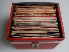 75 x Vinyl Records In Original Retro Case.