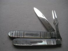 Rare Victorian Cased Matching Silver Fruit Knife and Fork Set