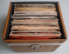 75 x Vinyl Records In Original Retro Case.