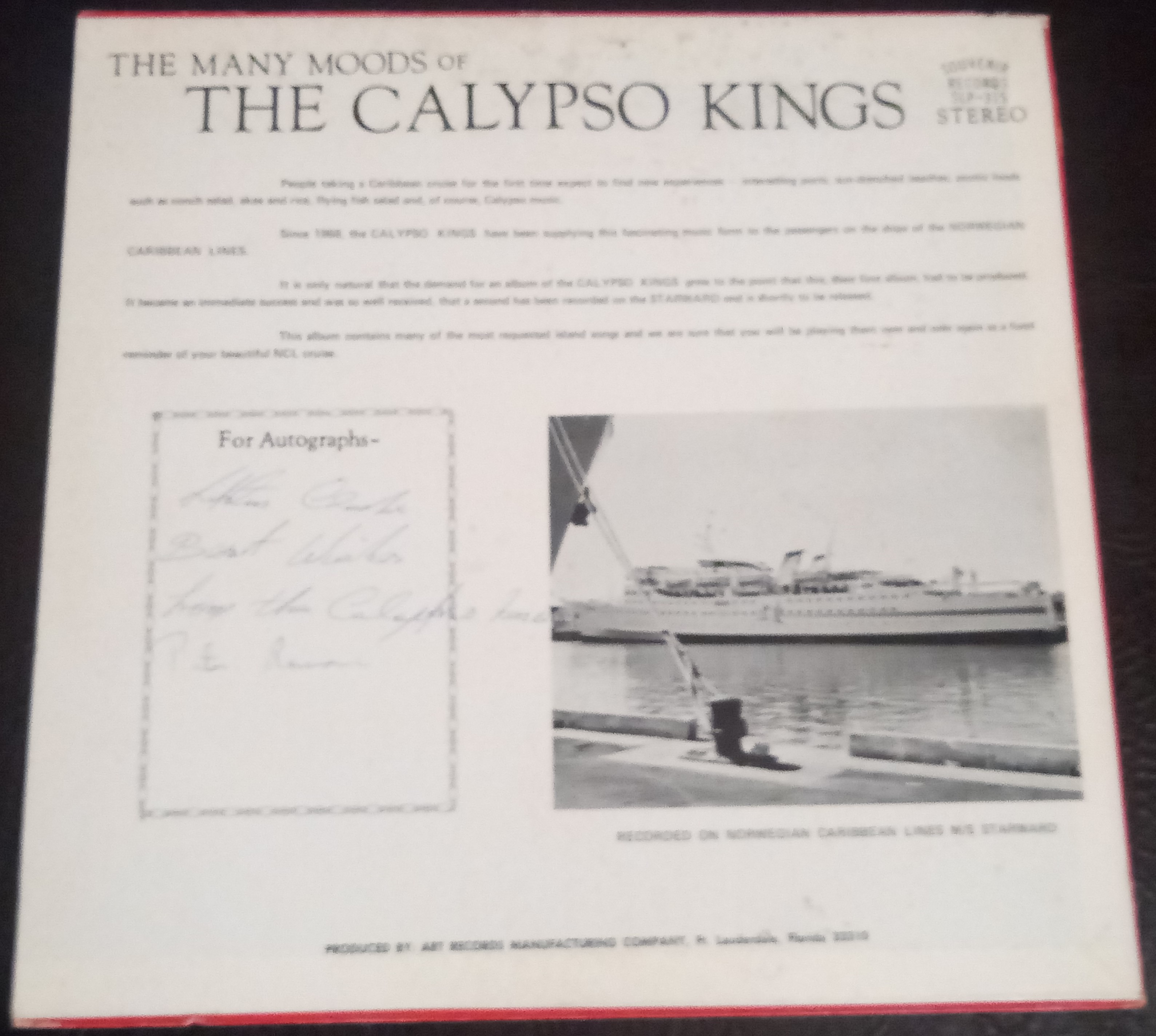 The Calypso Kings - The Many Moods Of - Autographed On Back Cover. (P) - Image 5 of 5