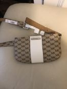 Michael Kors Monogram Print Belt Bag, Khaki/White, belt size S / M