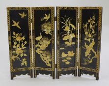 Small Four Fold Chinese Lacquered Desk Screen