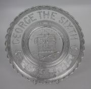 Glass Coronation Plate George the Sixth Elizabeth 1937