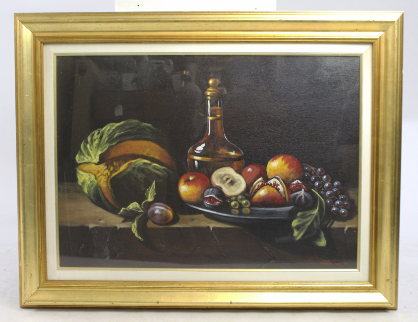 Italian Still Life J.Barozzi Oil on Canvas Set in Gilt Frame - Image 2 of 2