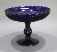 Vintage Bristol Blue Glass Footed Comport