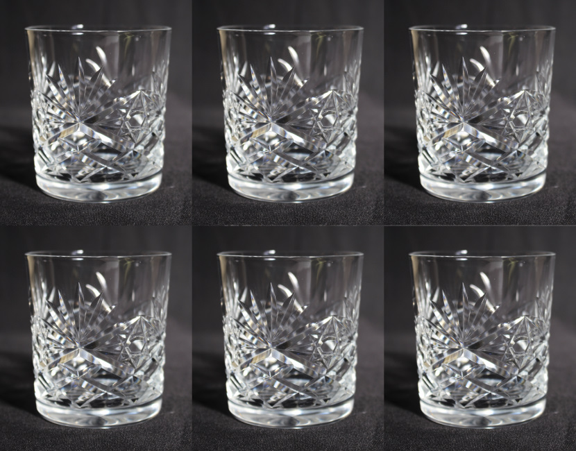 Set of 6 Cut Glass Stourbridge Crystal Spirit Glasses