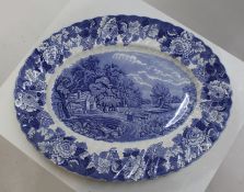 Large Wood & Sons Blue & White Oval Platter