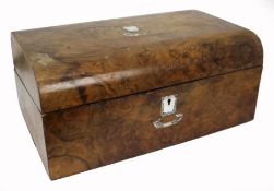 Victorian Walnut Writing Box with Mother of Pearl Crested Decoration