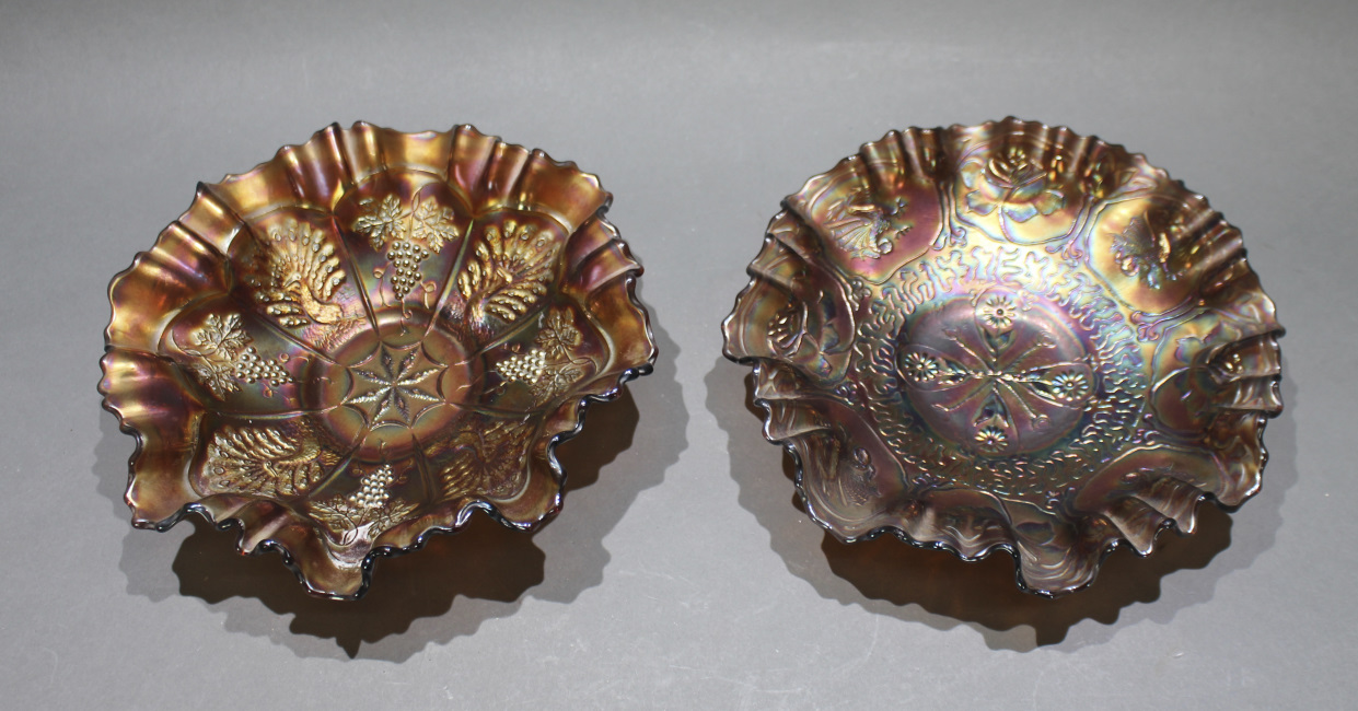 Pair of Fenton 20th c. Carnival Glass Ruffled Bowls - Image 2 of 3