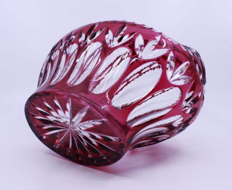 English Vintage Ruby Overlay Crystal Basket - Image 9 of 9