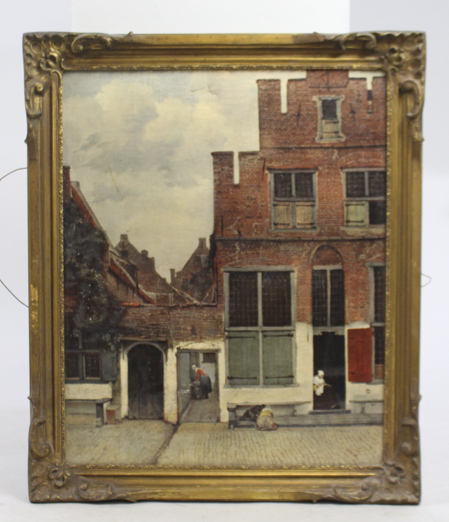 Pieter de Hooch Dutch Golden Age Print Victorian Set in Gilt Frame