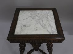 Arts & Crafts Square Marble Topped Oak Table