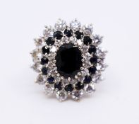 Decorative Sapphire & Diamond Style 9ct Gold Ring