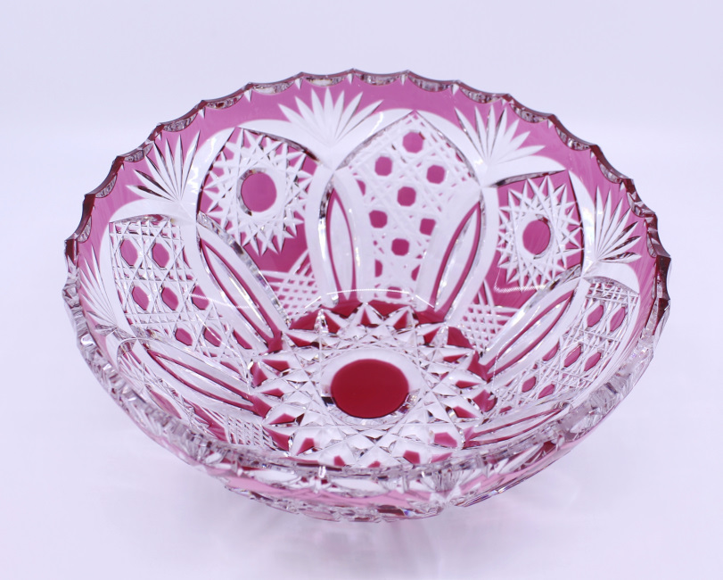 Vintage Bohemian Ruby Overlay Crystal Bowl - Image 4 of 7