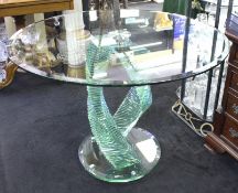 Heavy Glass Spiral Form Round Centre Table